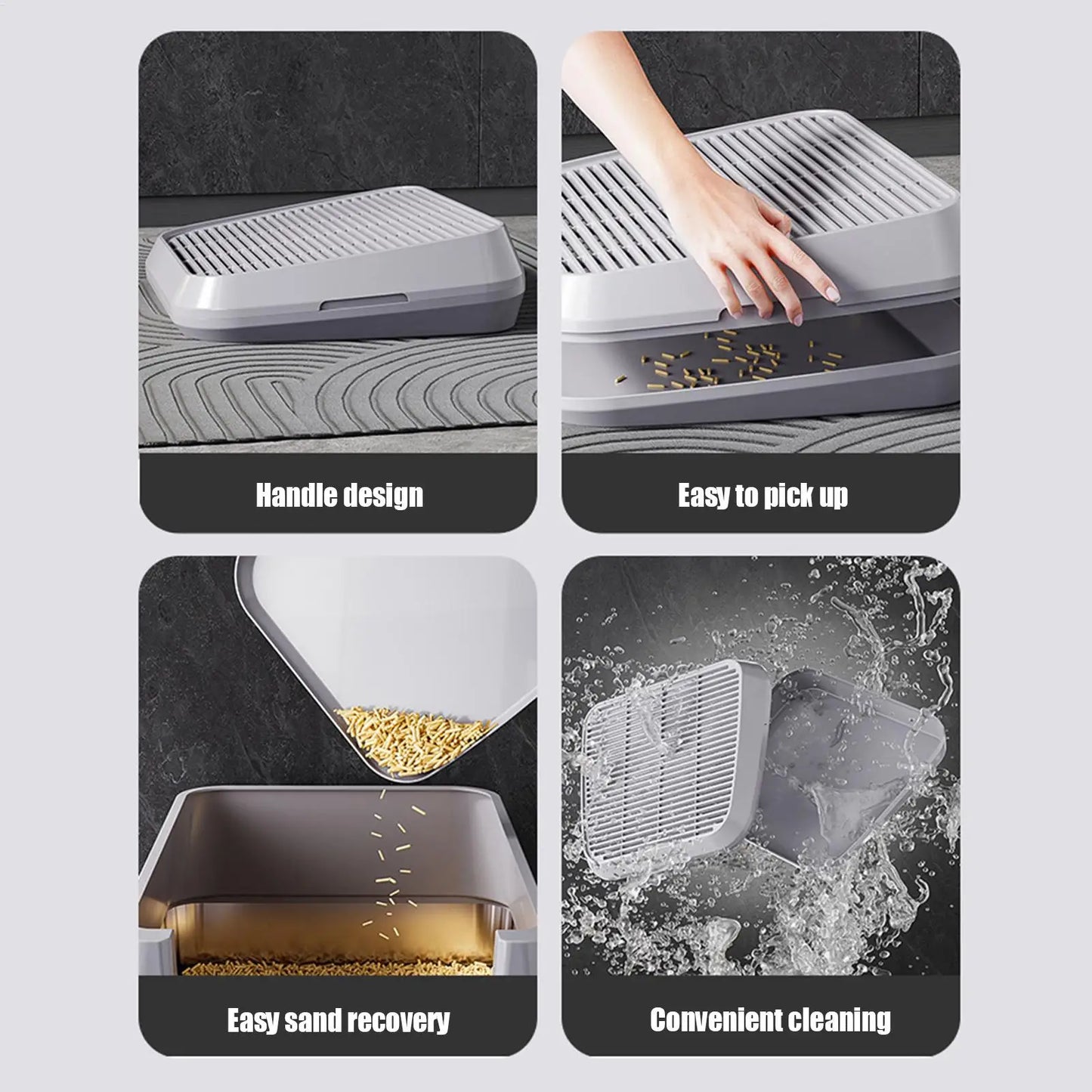 Litter Catcher Cat Steps for Litter Box Double Layer Elevated Tray with Filter Function Non-Slip Trapper Easy Cleaning Supplies