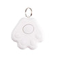 White paw-shaped keychain device with a ring on a white background