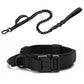 Black dog collar and leash set on a white background