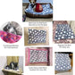 Collage of pet bedding products including a bed liner, cushioned blanket, regular pet bed, and crate pad.