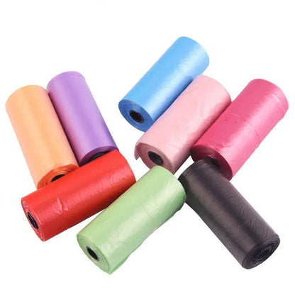 Solid color Dog Poop Bag Outdoor Cleaning Poop Bag Outdoor Clean Pets Supplies for Dog 15Bags/Roll Refill Garbage Bag Random