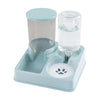 Pet feeding and water station with a blue base on a white background