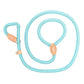 Light blue rope leash with rose gold clasp on a white background