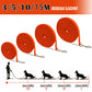Set of orange dog leashes with measurement labels on a white background