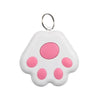 White paw-shaped keychain with pink accents on a white background