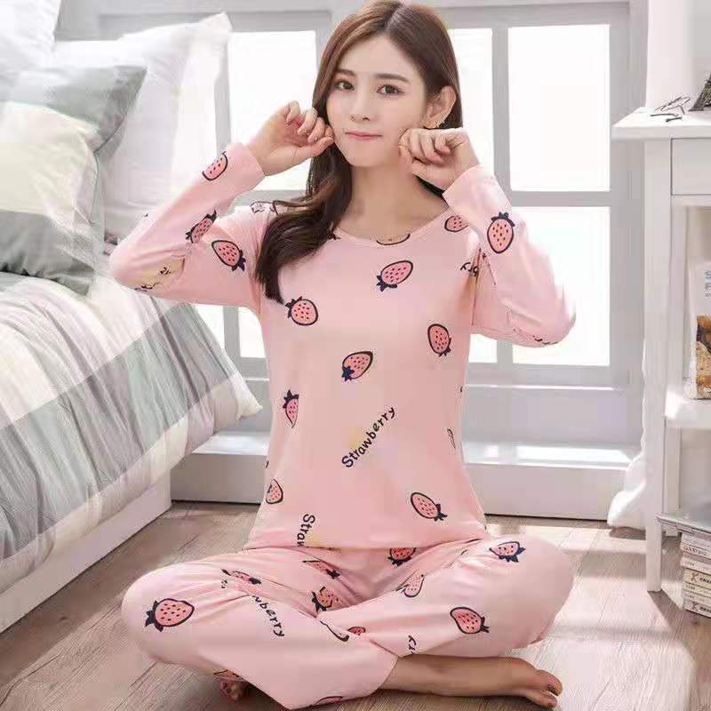 Pajamas Set: Cute Cartoon Print Sleepwear 2-Piece Lounge Sets for Women