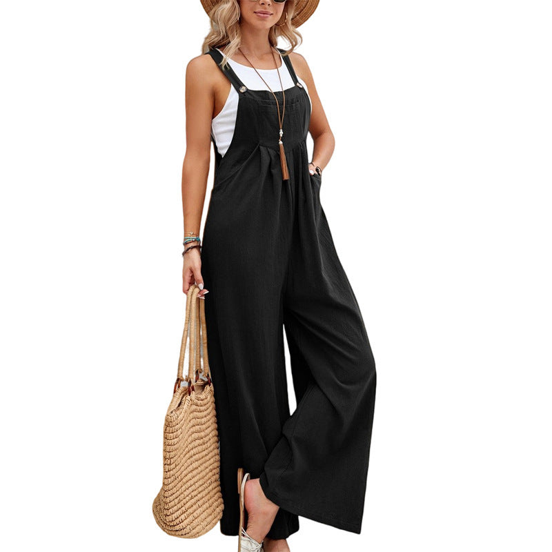 Jumpsuits - Women Long Bib Pants Overalls Casual Loose Rompers Jumpsuits With Pockets