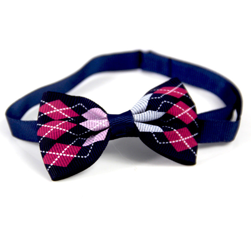 Plaid bow tie with blue band on a white background