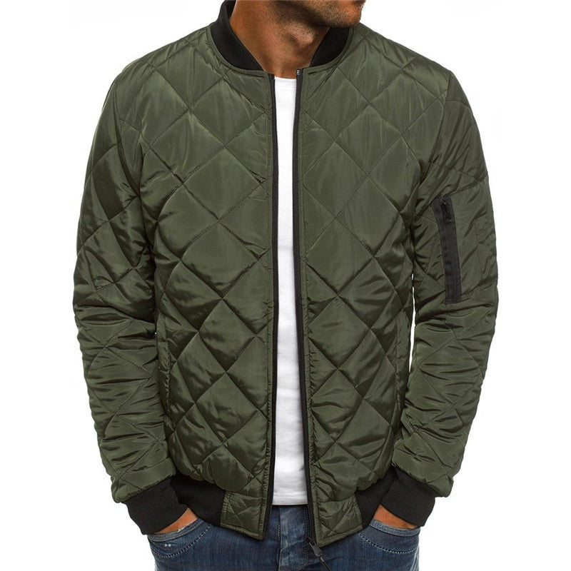 Einfarbig Mantel Winter Stehkragen Jacke Für Männer Mode Raute Nähen Design Mantel Casual Business Kleidung