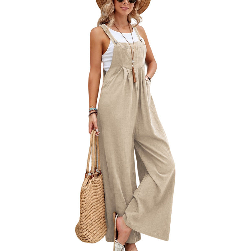 Jumpsuits - Women Long Bib Pants Overalls Casual Loose Rompers Jumpsuits With Pockets