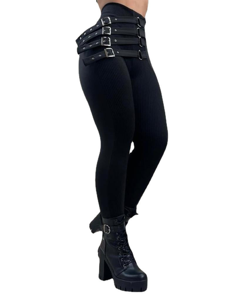 Pantalon Slim Taille Haute Noir Femme