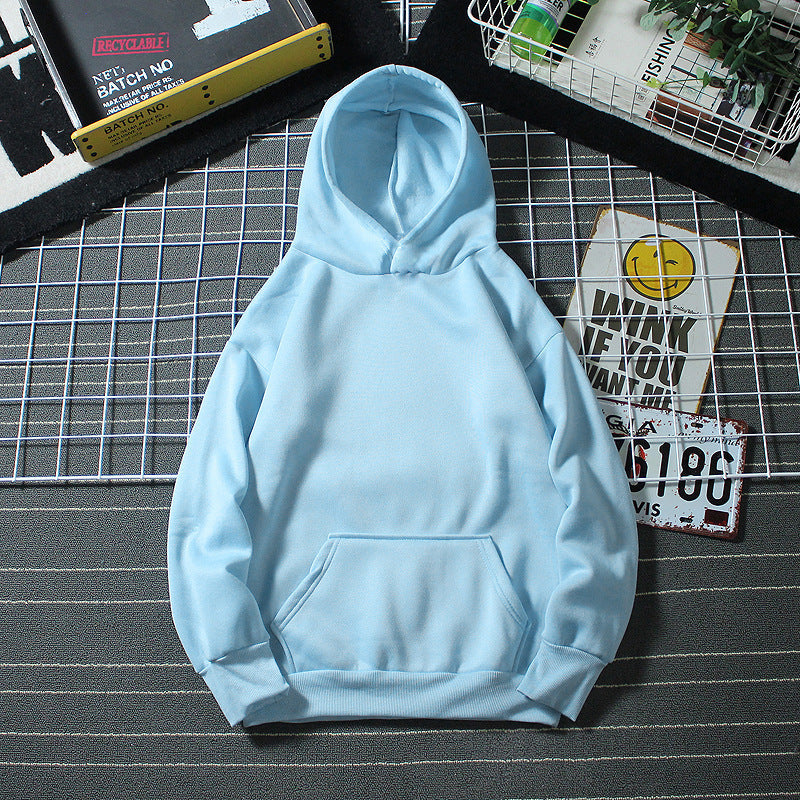 Hoodie - Letter Print Loose Fit Hooded Sweatshirt for Students sky blue