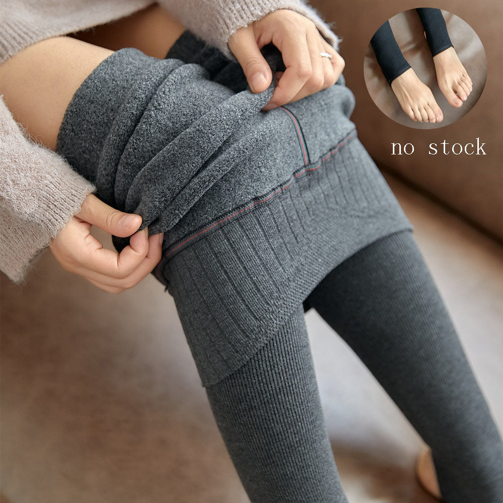 Hohe Taille Streifen Leggings Winter Warm Dicke High Stretch Imitation-kaschmir Hosen Dünne Fitness Frau Hosen