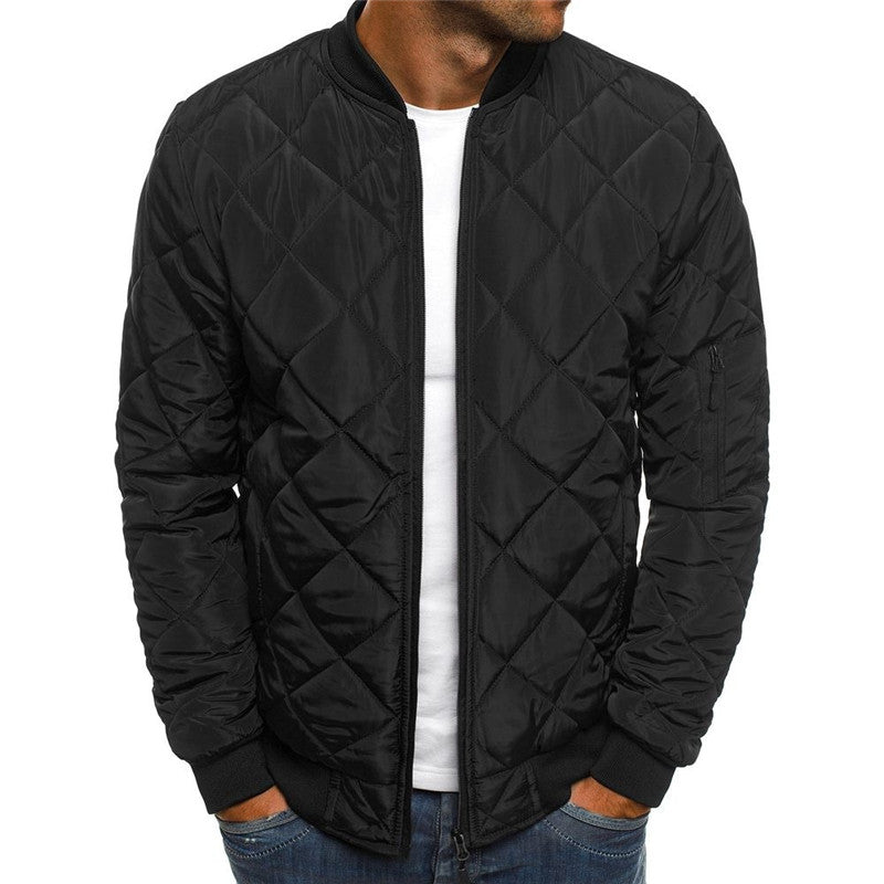 Einfarbig Mantel Winter Stehkragen Jacke Für Männer Mode Raute Nähen Design Mantel Casual Business Kleidung