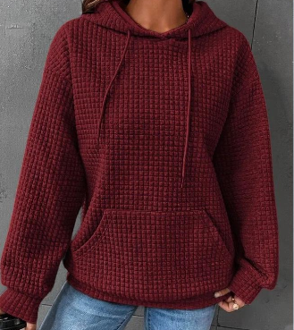 Women's Loose Casual Solid Color Long-sleeved Sweater red