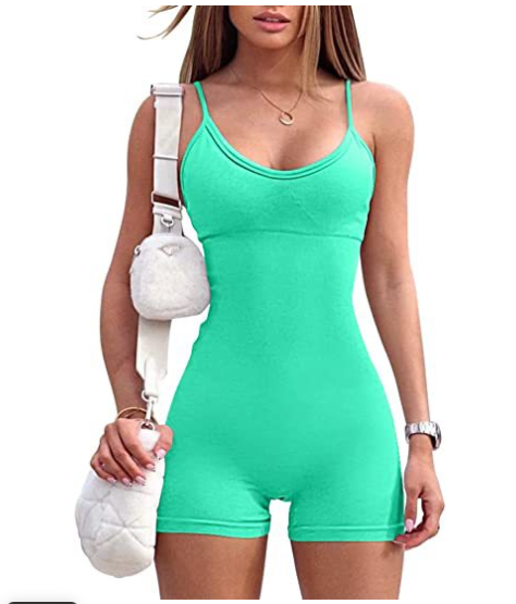 Sportswear: Spaghetti Strap Shorts Jumpsuit for Women lemon