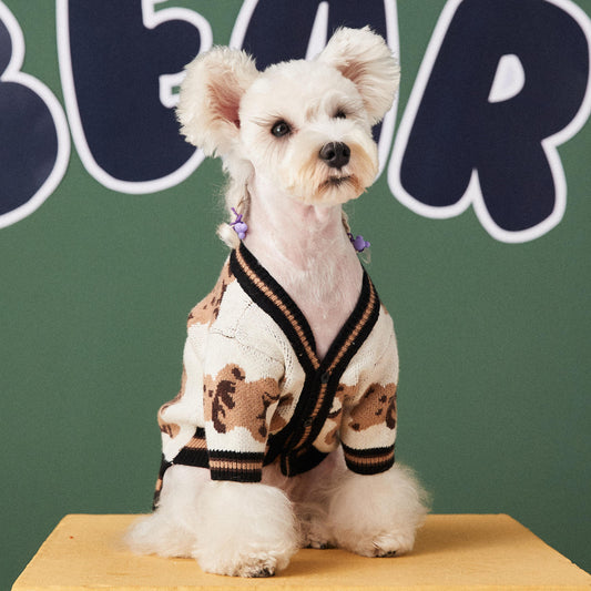 Dog Cat Sweater Preppy Style V-neck Striped Vest Pet Puppy Winter Warm Clothes Apparel For Dogs Cats