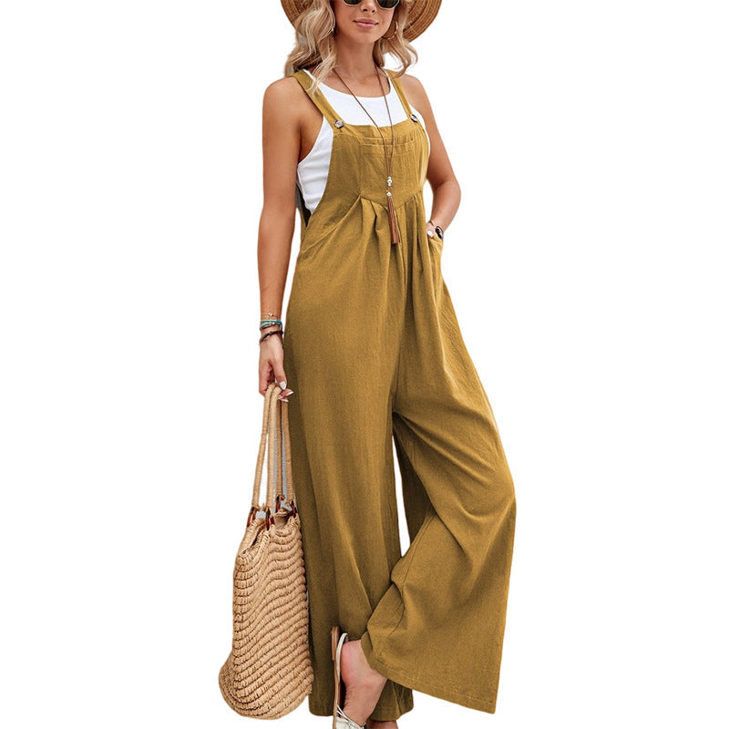 Jumpsuits - Women Long Bib Pants Overalls Casual Loose Rompers Jumpsuits With Pockets