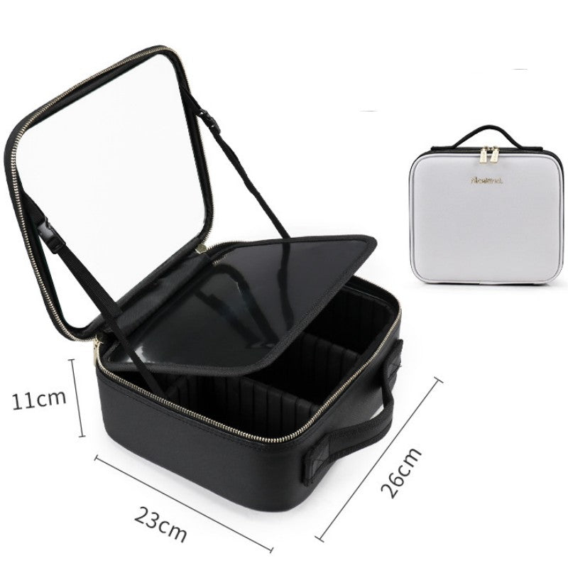 Smart LED Cosmetic Case With Mirror Cosmetic Bag Large Capacity Fashio