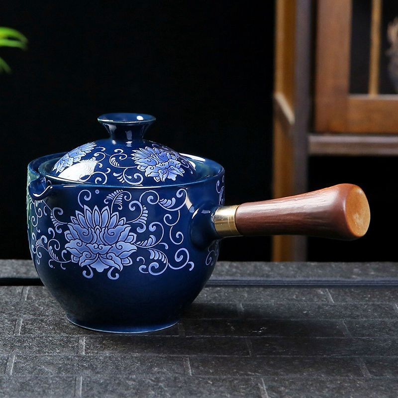 Ceramic Teapot With Wooden Handle Side-handle Pot