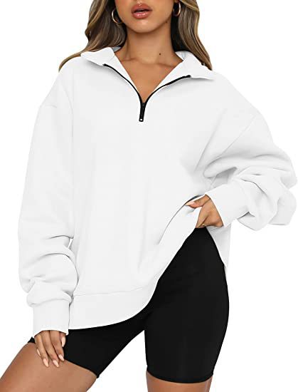 Sweat-shirt à col rabattu pour femme, haut ample et décontracté, vêtements