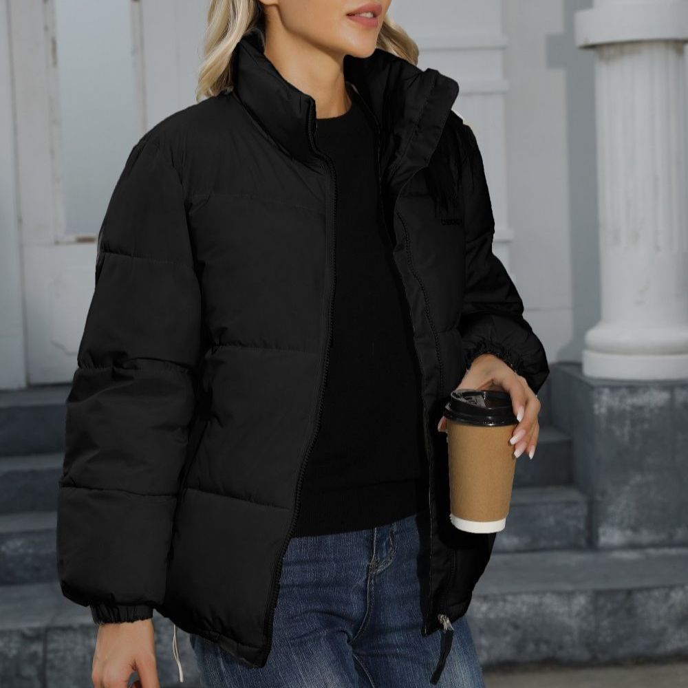 Casual Windproof Down Cotton Coat Warm Thickened Jacket Solid Outwear All-match Loose Tops Clothing