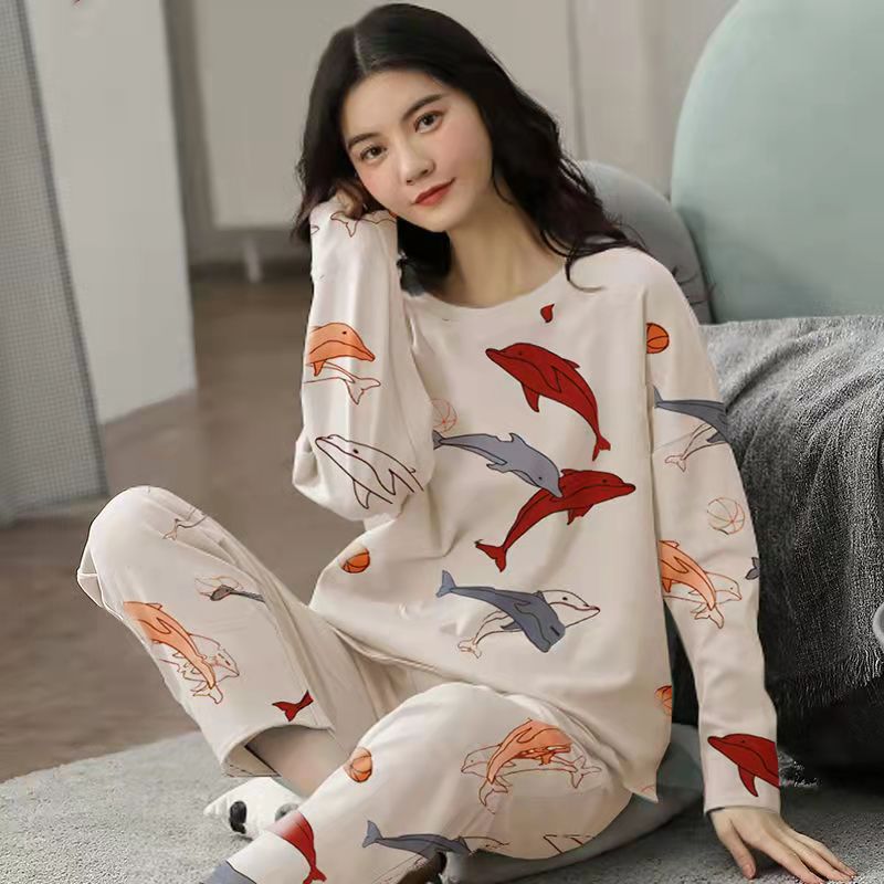 Pajamas Set: Cute Cartoon Print Sleepwear 2-Piece Lounge Sets for Women