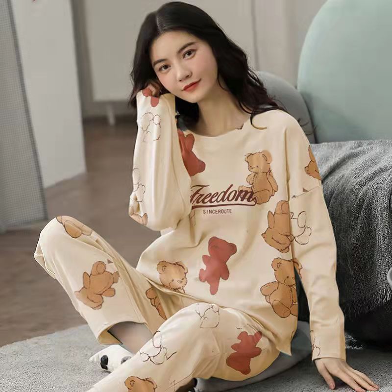 Pajamas Set: Cute Cartoon Print Sleepwear 2-Piece Lounge Sets for Women