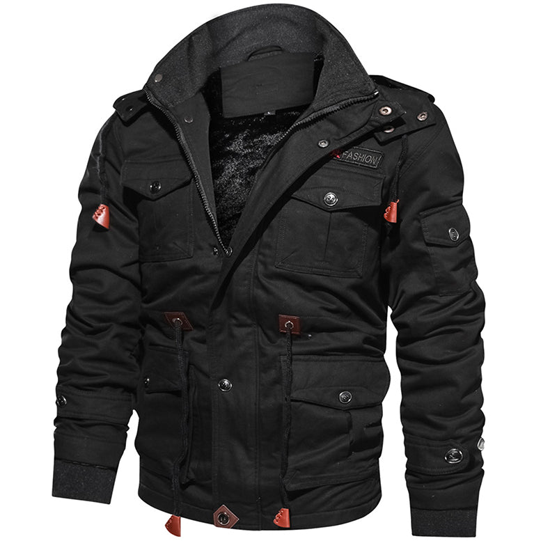 Men Winter Fleece Jacket Warm Hooded Coat