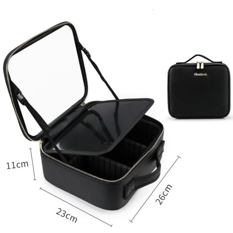 Smart LED Cosmetic Case With Mirror Cosmetic Bag Large Capacity Fashio