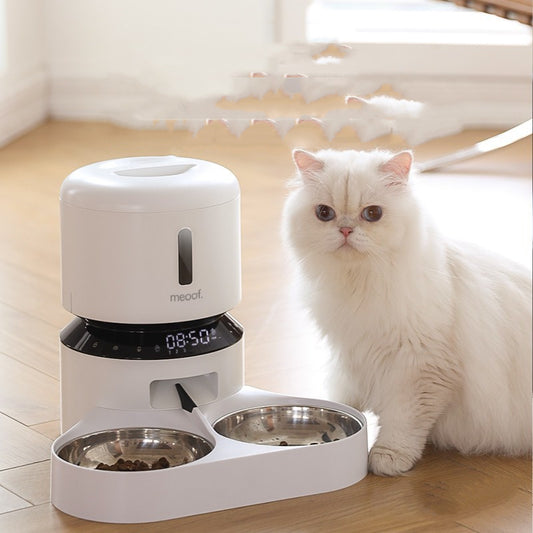 Capsule Automatic Feeder Cat Feeding Double Bowl