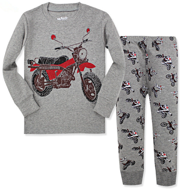 Cartoon Car Motorcycle Series Long Sleeve Boy Suit
