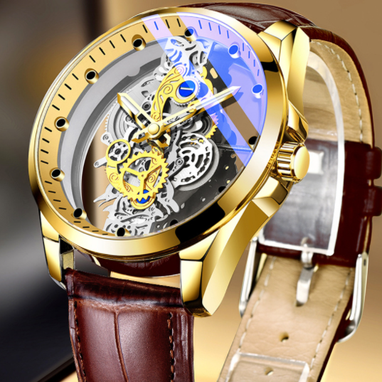 Men Watch Skeleton Automatic Quartz Watch Gold Skeleton Vintage Man Watch Mens Watches Top Brand Luxury