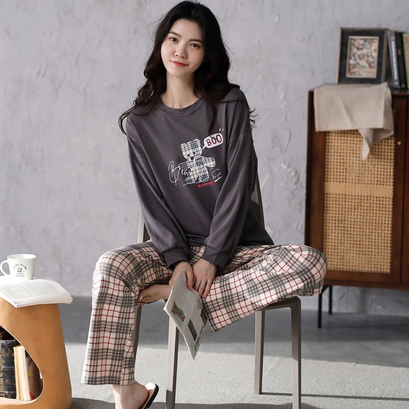 Pajamas Set: Cute Cartoon Print Sleepwear 2-Piece Lounge Sets for Women