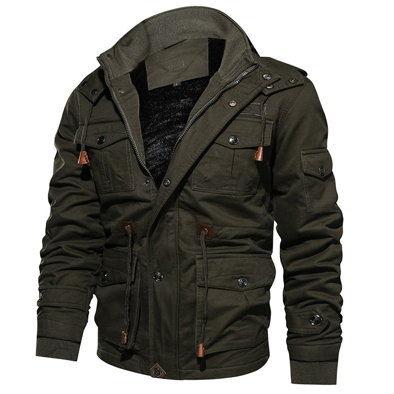 Men Winter Fleece Jacket Warm Hooded Coat