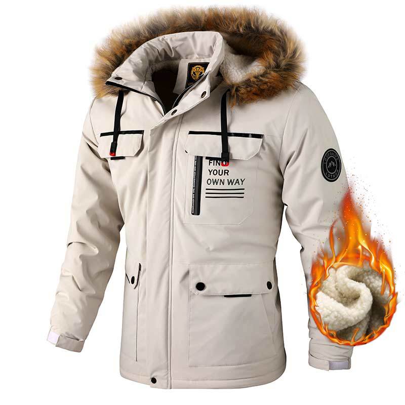 Lässige Herren-Kapuzenjacke, winddichter Mantel, Outdoor-Kleidung mit mehreren Taschen