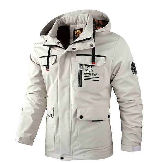 Men's Casual Hooded Jacket Windproof Coat Outdoor Clothes With Multiple Pockets