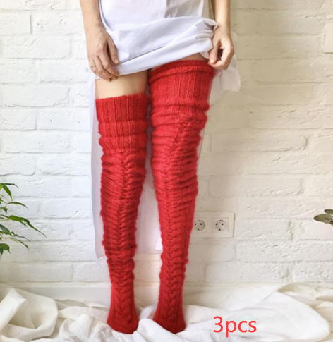 Gestrickte Socken über dem Knie verlängerte Strümpfe