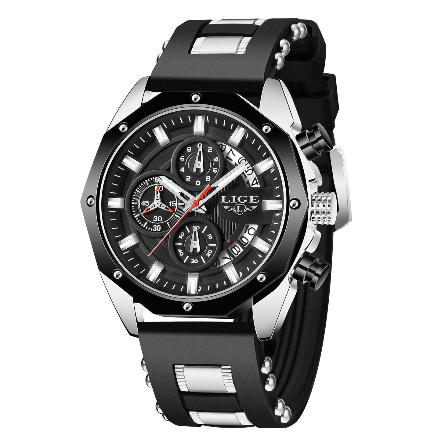 Montres de Sport en Silicone pour hommes, marque de luxe, à Quartz, Date, horloge, étanche, chronographe