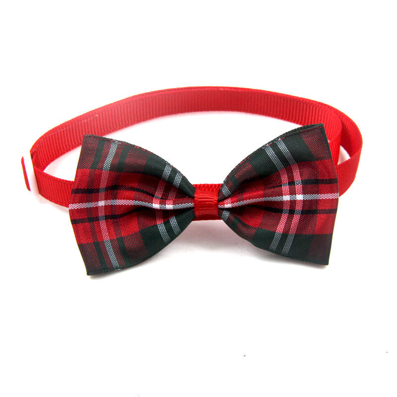 Red plaid bow tie on a white background