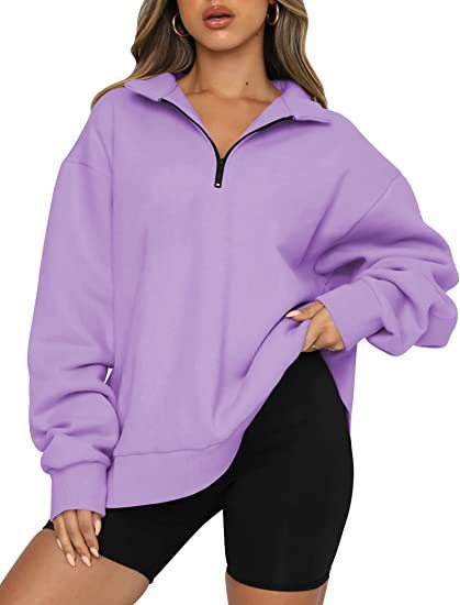 Sweat-shirt à col rabattu pour femme, haut ample et décontracté, vêtements