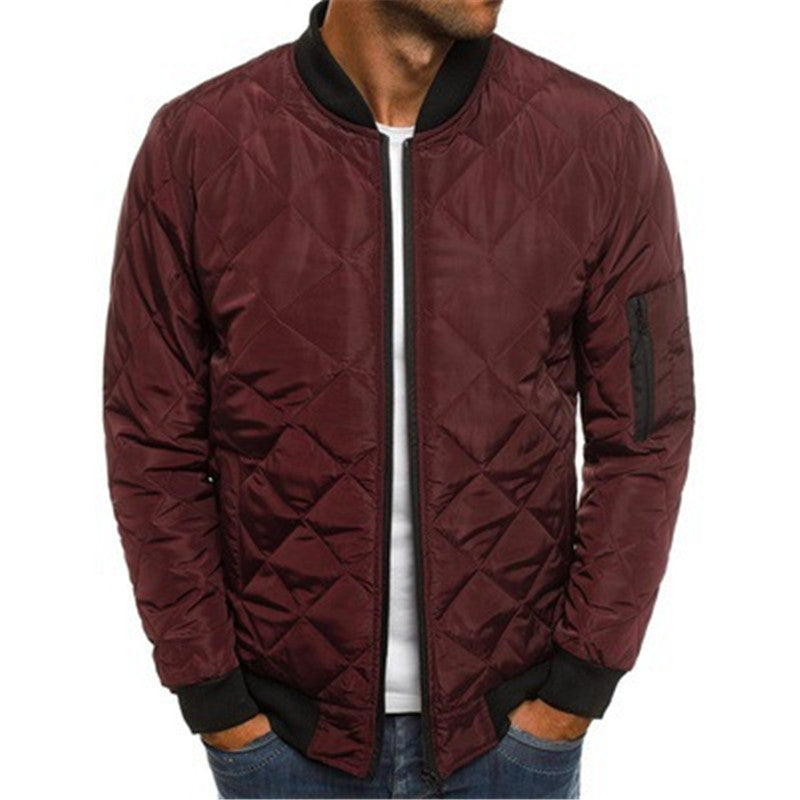 Einfarbig Mantel Winter Stehkragen Jacke Für Männer Mode Raute Nähen Design Mantel Casual Business Kleidung