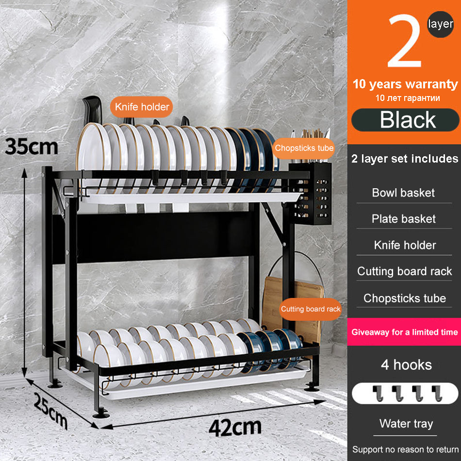 Installation-free Integrated Kitchen Supplies Storage Rack Stainless Steel